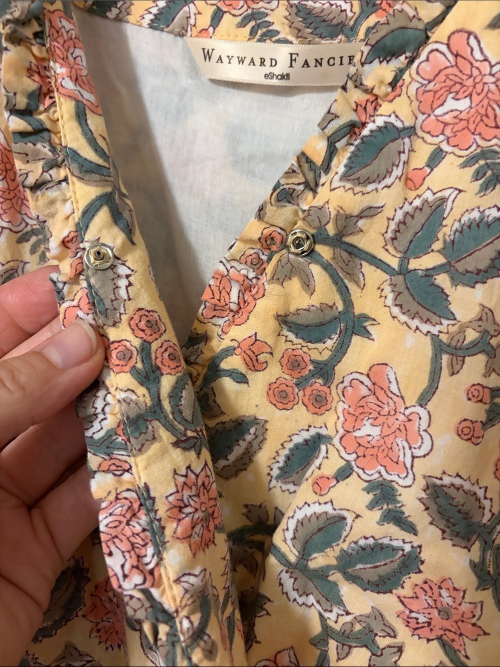 eshakti Wayward Fancies yellow and pink floral tiered Maxi Dress - Picture 3 of 8